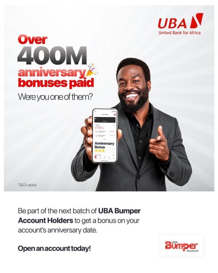 UBA rewards customer loyalty with over N400m Bumper Account Anniversary Bonus